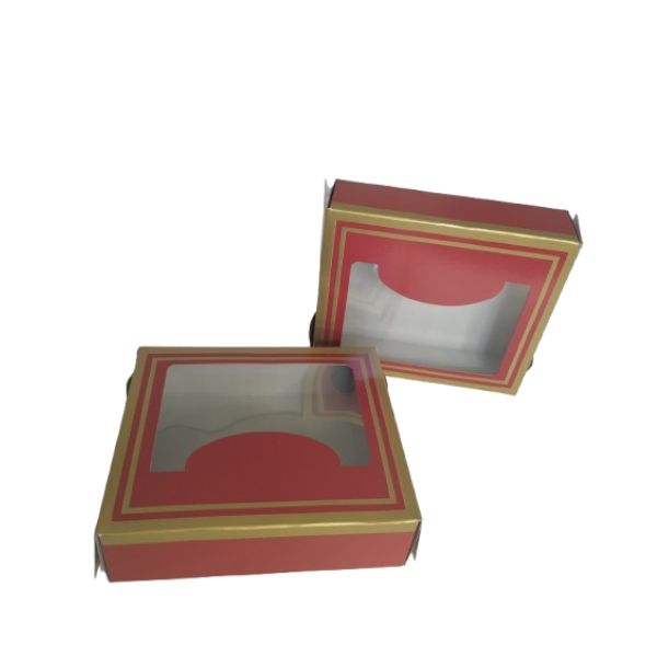 Untitled design (20) Κουτί Συσκευασίας με Παράθυρο για Κεράσματα & Γλυκά (Μπορντό) 100τεμ. - Image 1