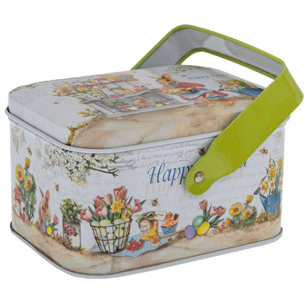 89954 ΠΑΣΧΑΛΙΝΟ ΜΕΤΑΛΛΙΚΟ ΚΟΥΤΙ ΜΕ ΧΕΡΟΥΛΙ 10,5Χ8Χ6ΕΚ - Image 1